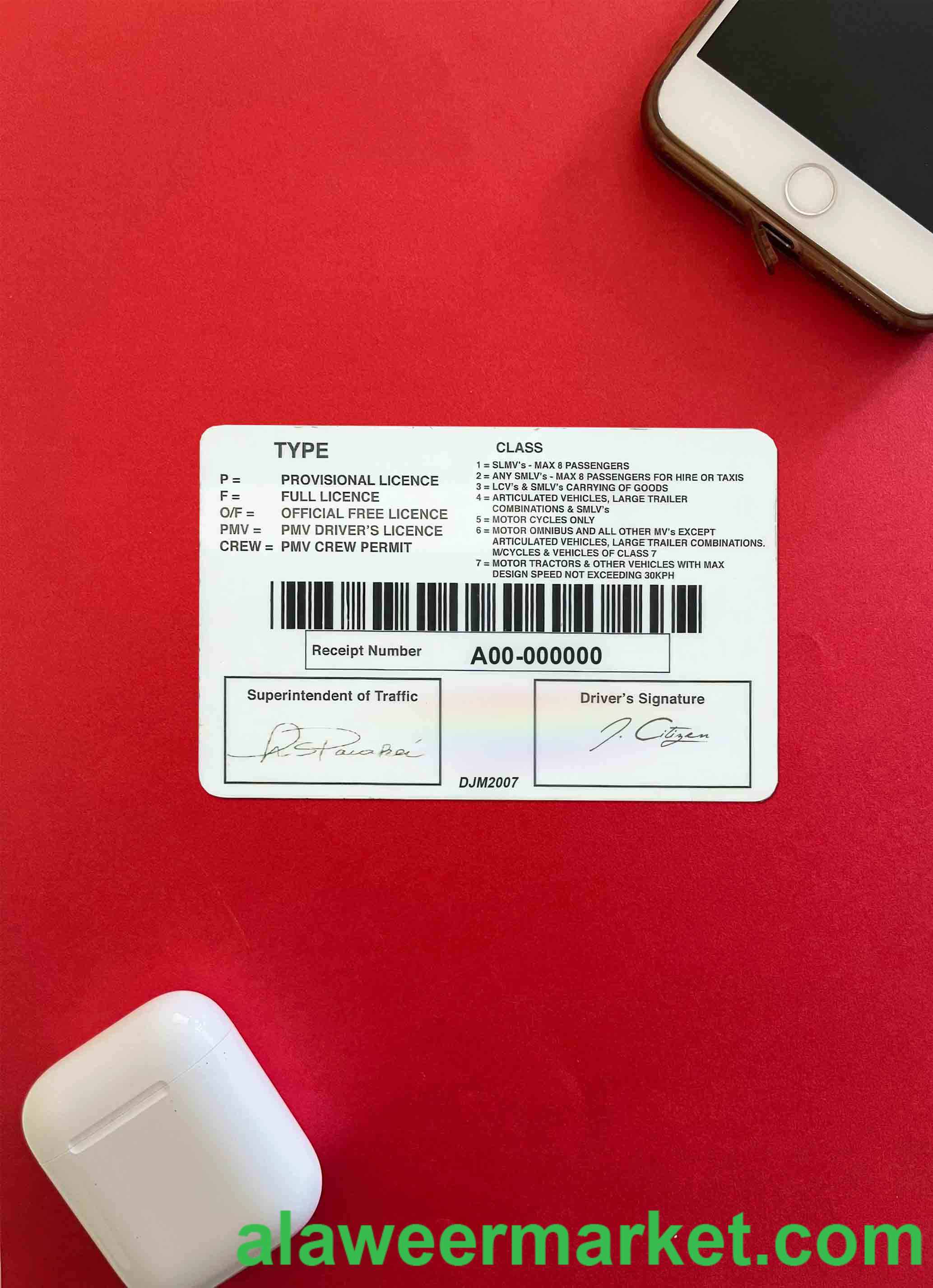 Papua New Guinea driving license template in PSD format, 2020 – present photolook BACK